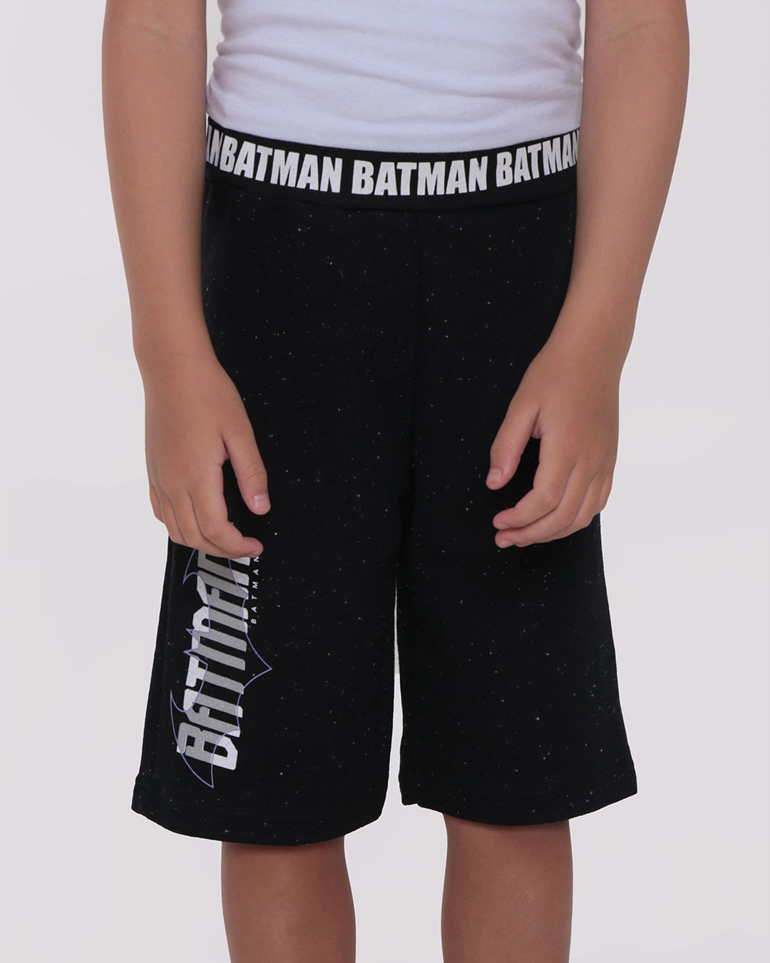 Bermuda Moletinho Infantil Botonê Batman Liga Da Justiça Preta