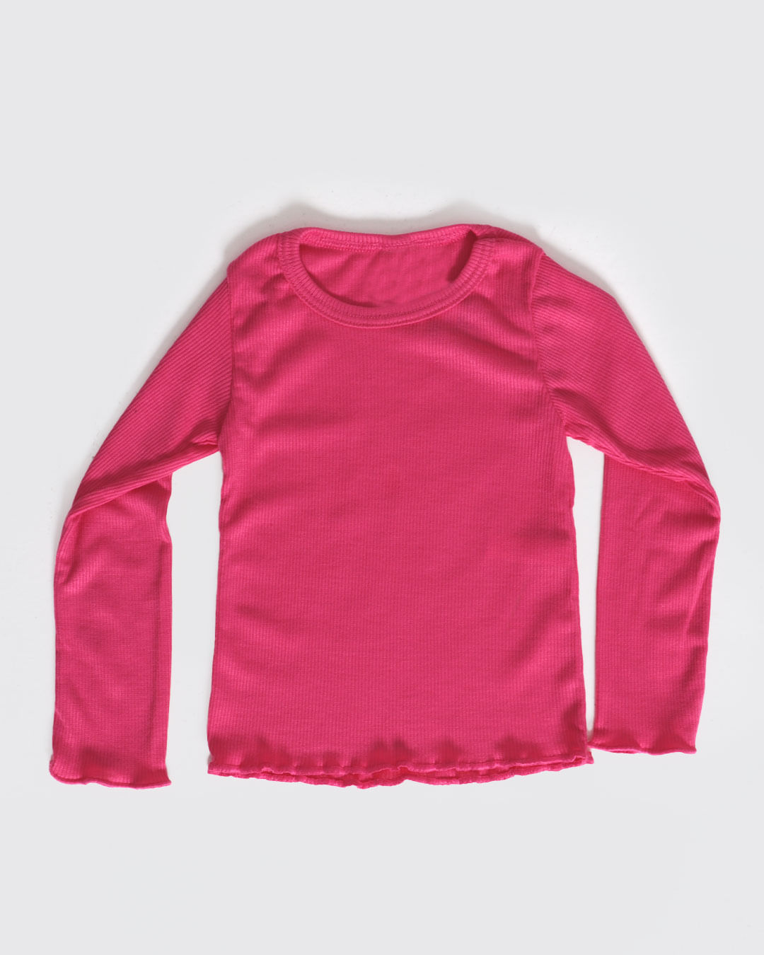 Blusa Bebê Canelada Manga Longa Rosa