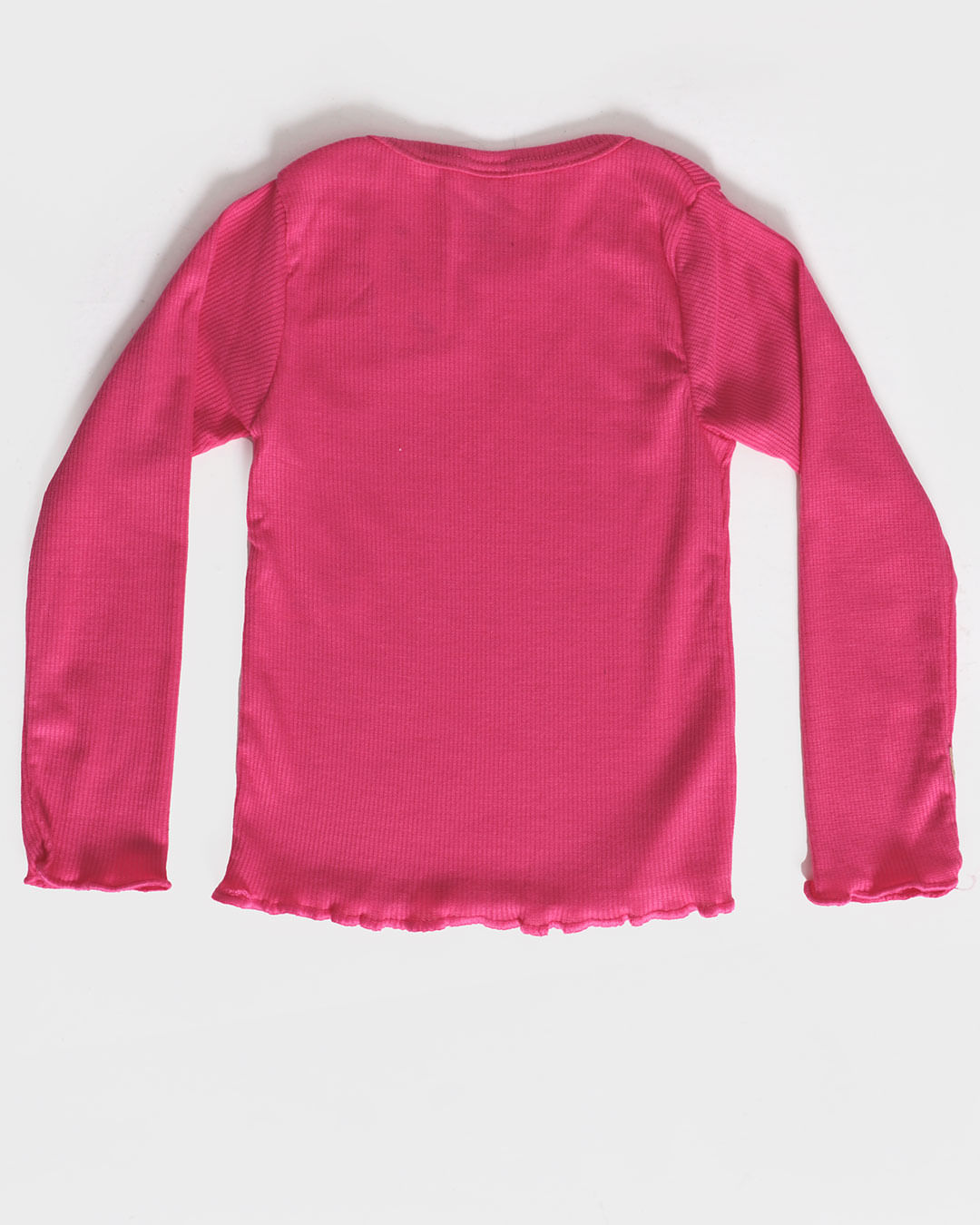 Blusa Bebê Canelada Manga Longa Rosa