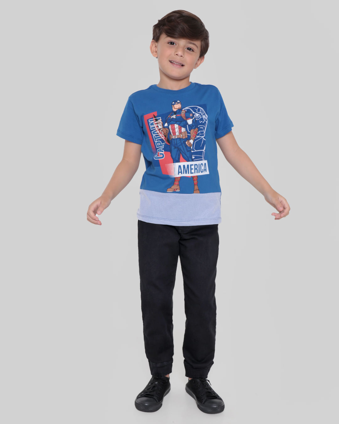 Camiseta Infantil Marvel Capitão América Azul