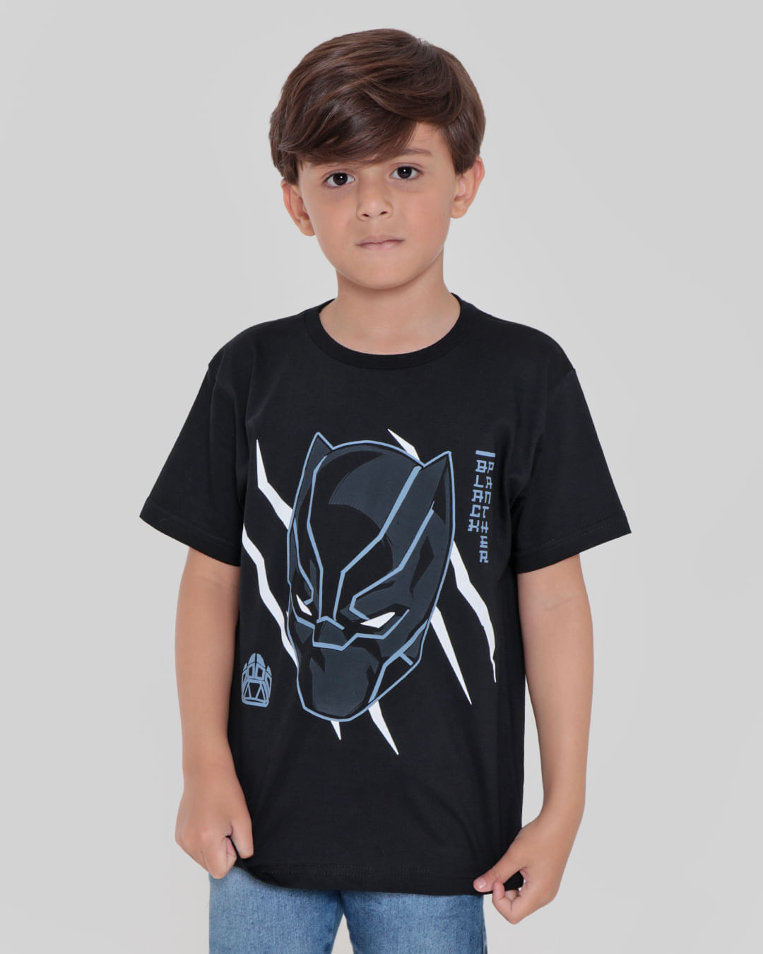 Camiseta juvenil Pantera Negra preta, Marvel