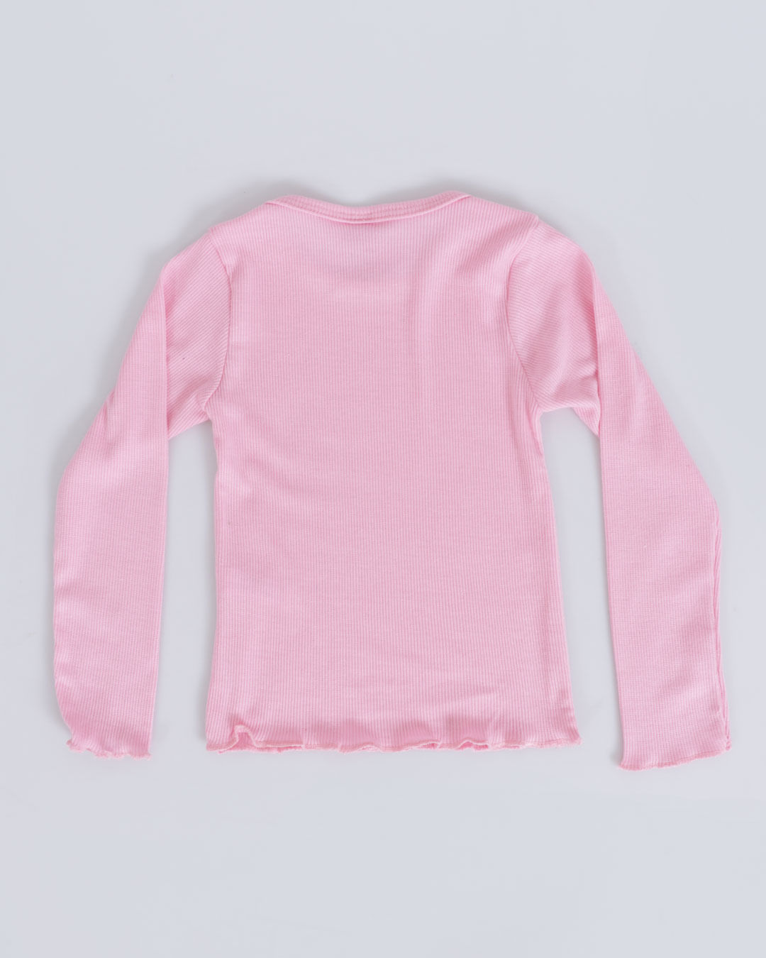 Blusa Bebê Manga Longa Canelada Rosa Claro