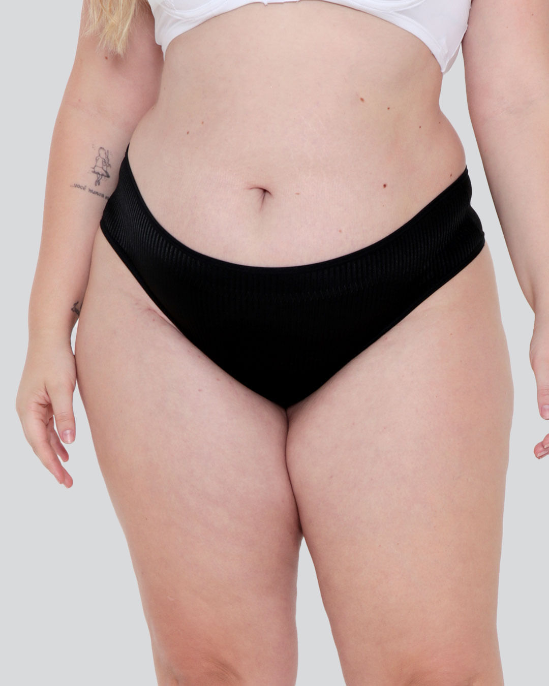 Calcinha Plus Size Alta Canelada Preta