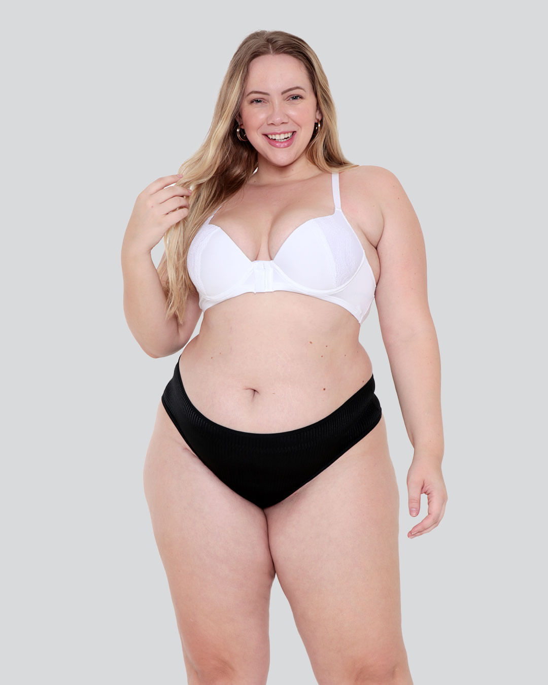 Calcinha Plus Size Alta Canelada Preta