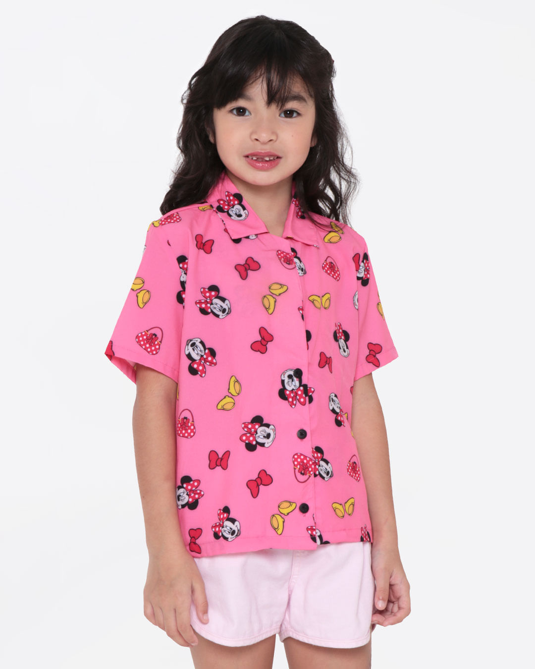 Camisa Infantil Minnie Mouse Disney Rosa