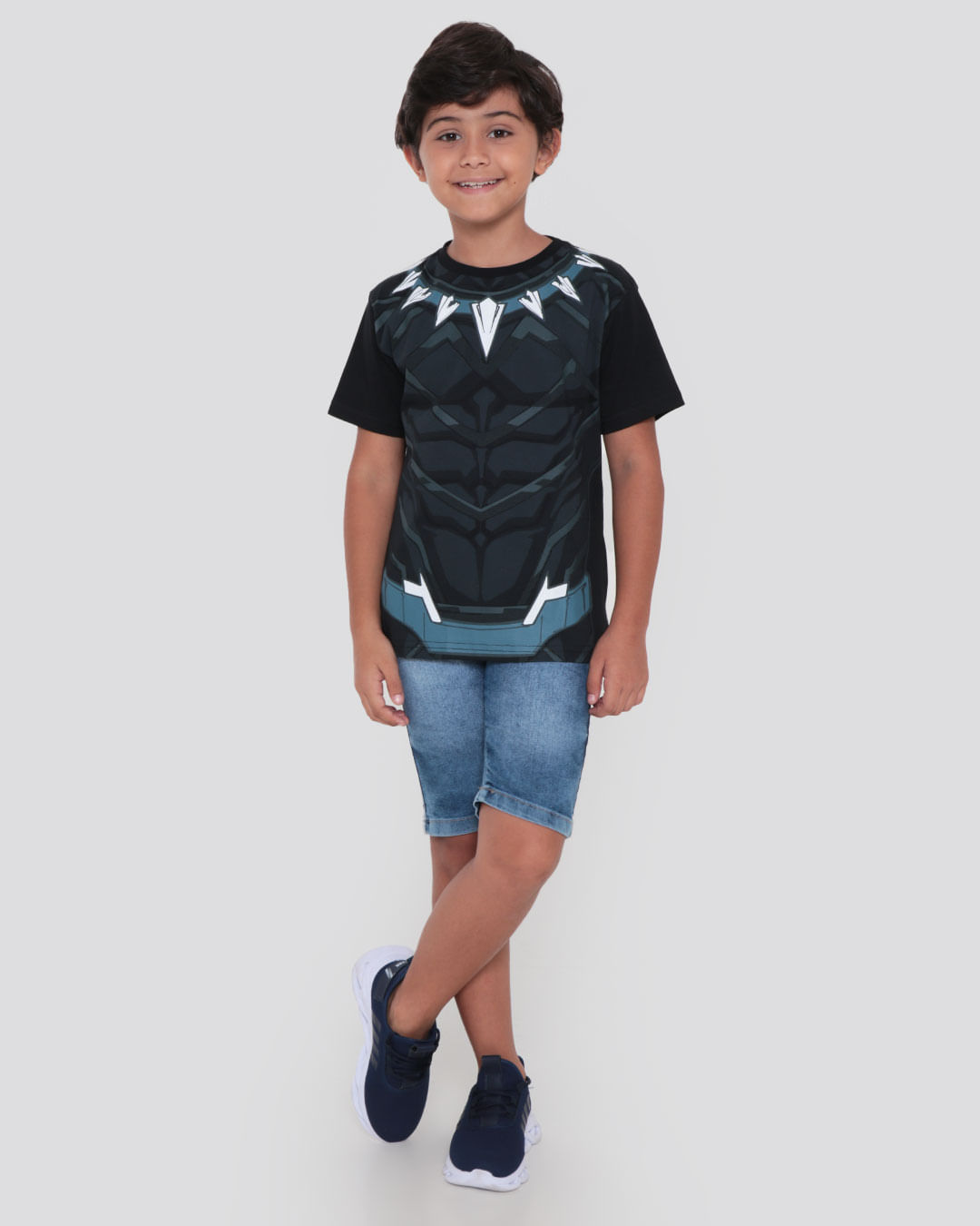 Camiseta Infantil Estampa Pantera Negra Marvel Preta