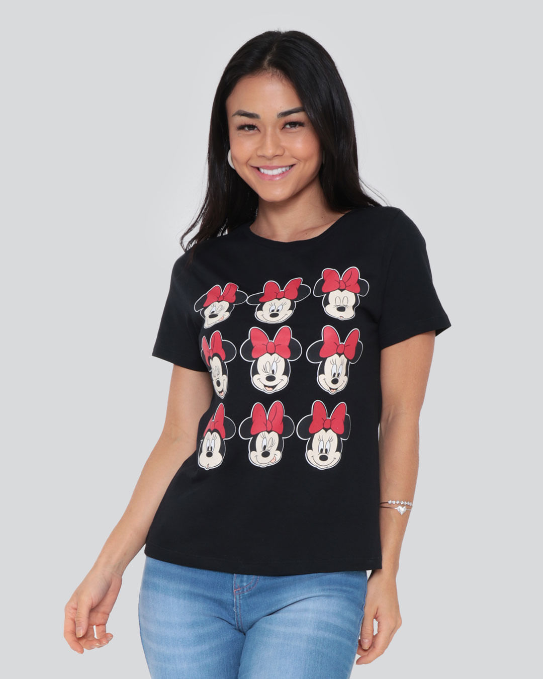 Camiseta Feminina Estampa Minnie Mouse Disney Preto