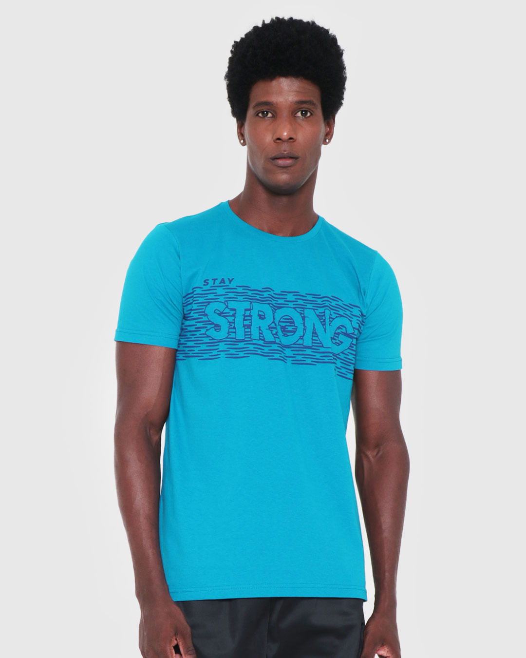 Camiseta Masculina Estampa Strong Azul Médio