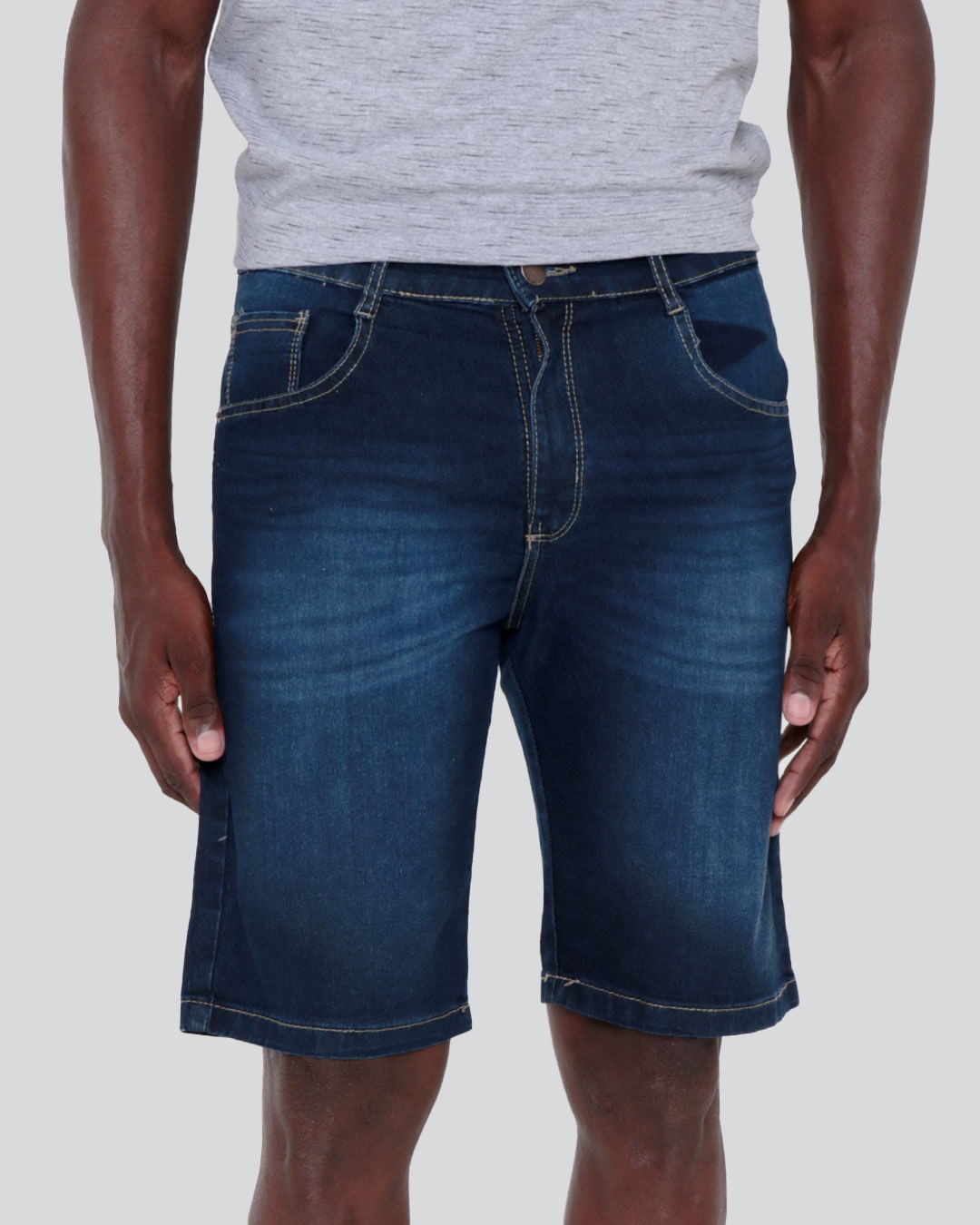 Bermuda Jeans Masculina Reta Azul Escuro