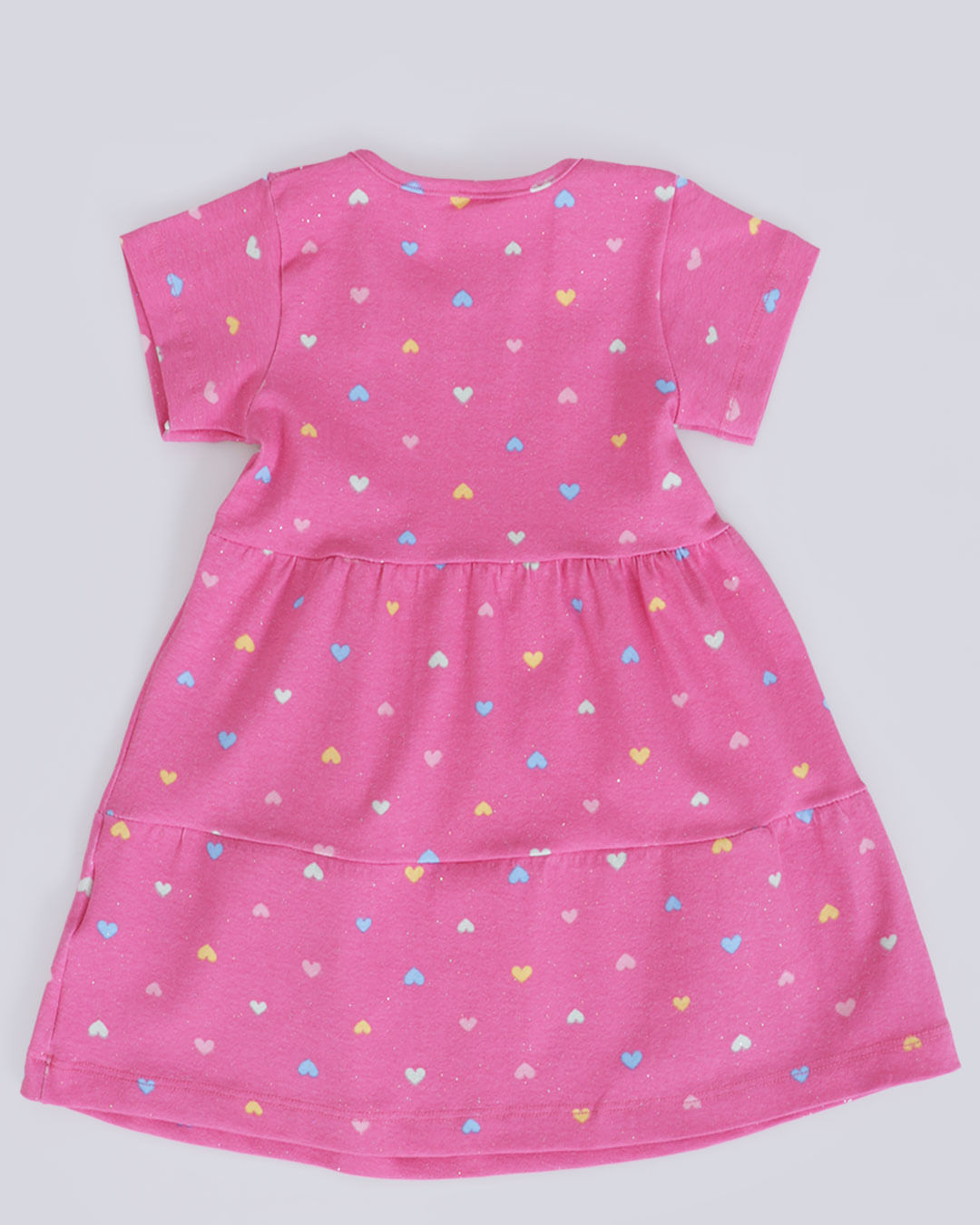 Vestido Bebê Três Marias Estampa Coração Rosa