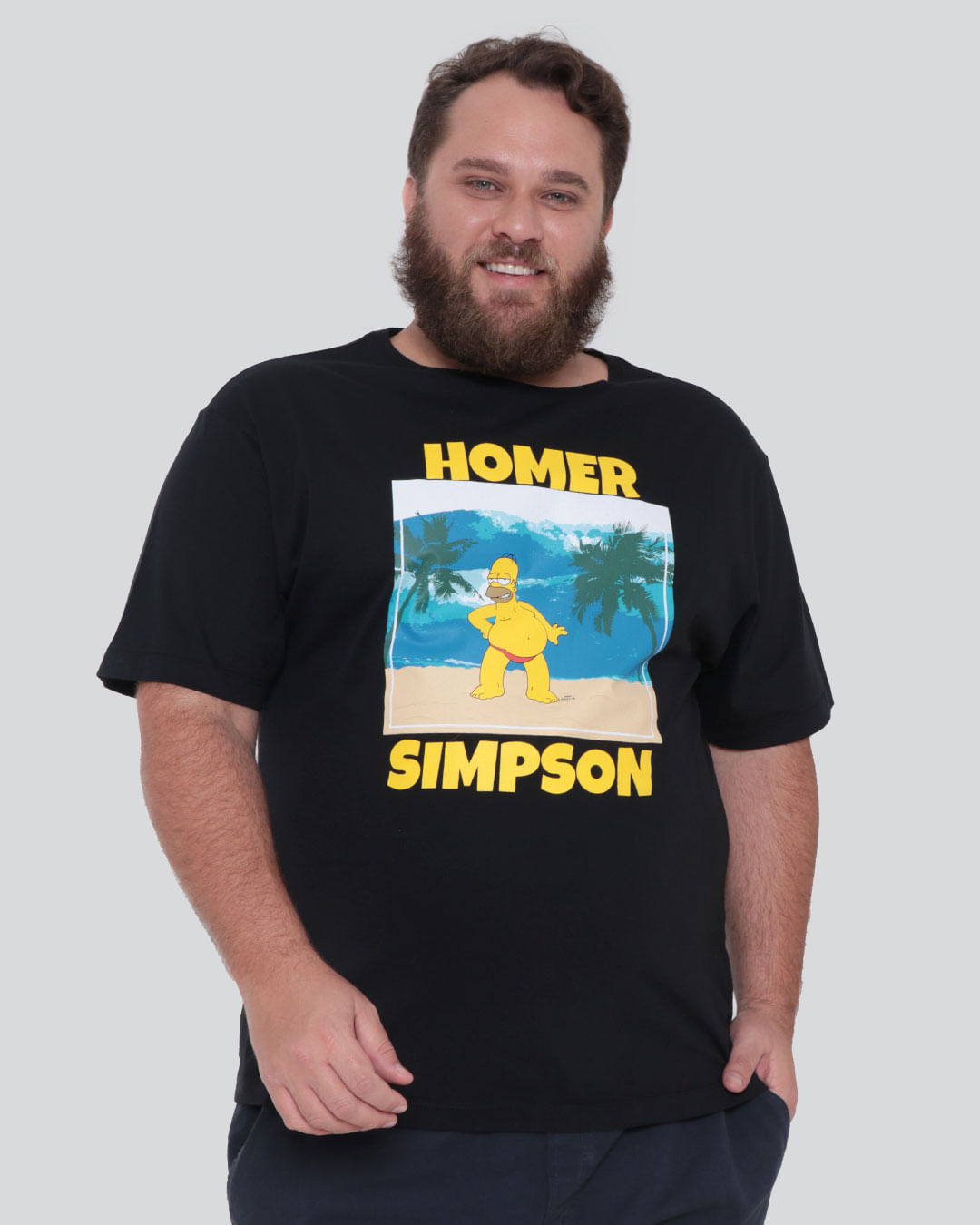 Camiseta Masculina Plus Size Homer Simpson Preta