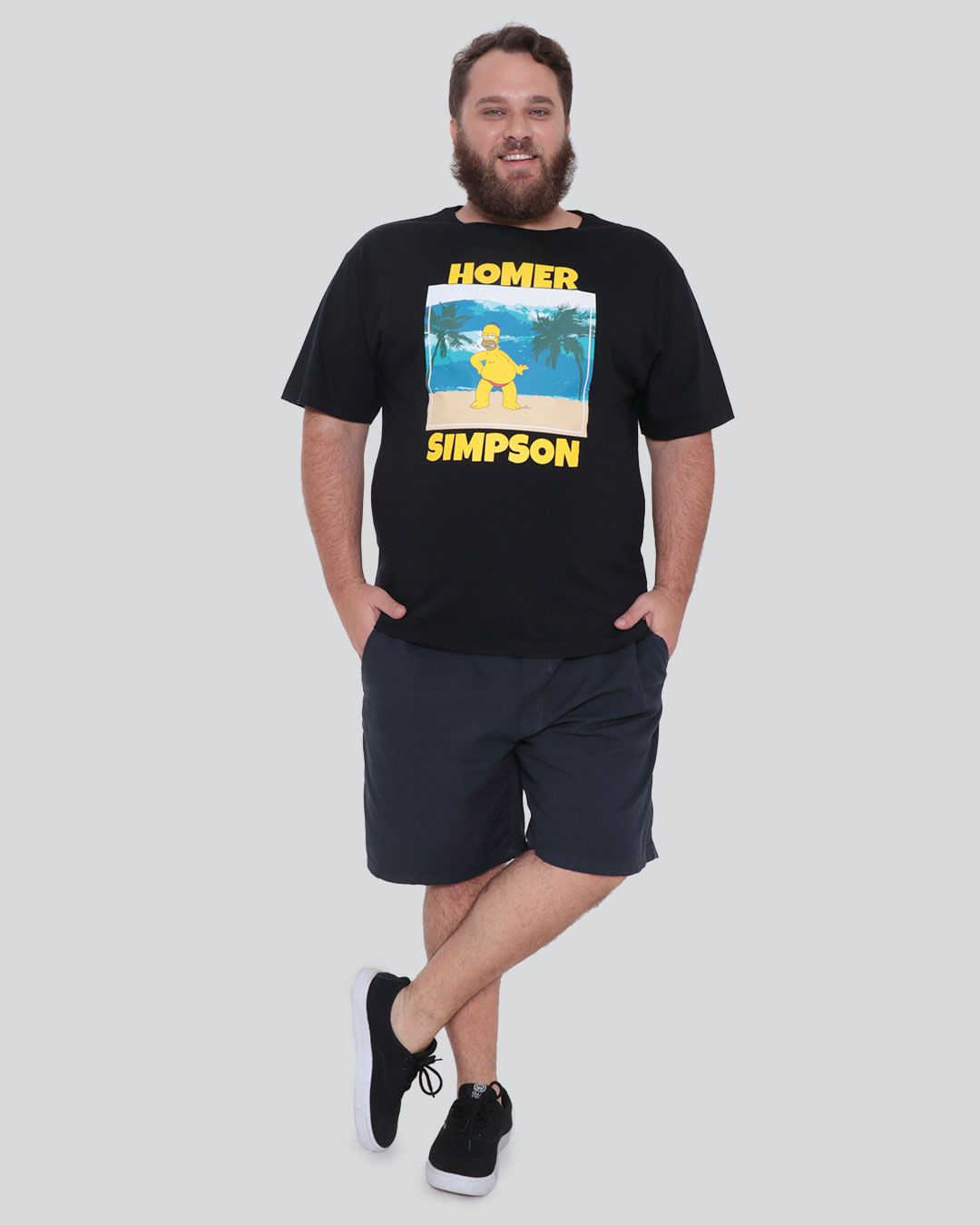 Camiseta Masculina Plus Size Homer Simpson Preta