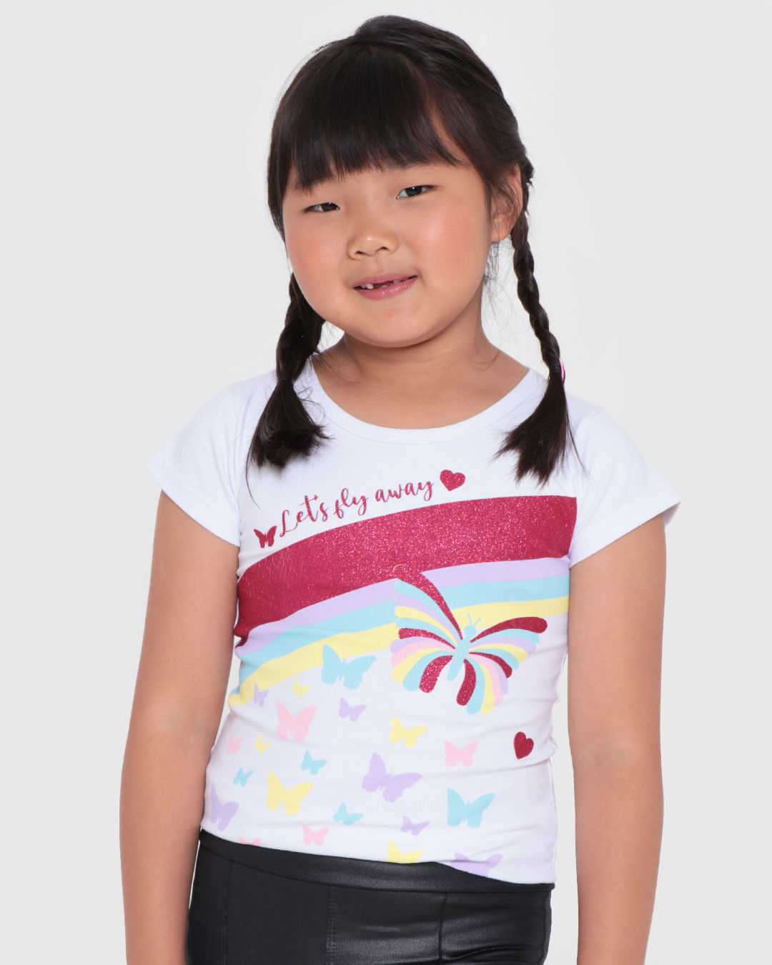 Blusa Infantil Glitter Borboleta Branca