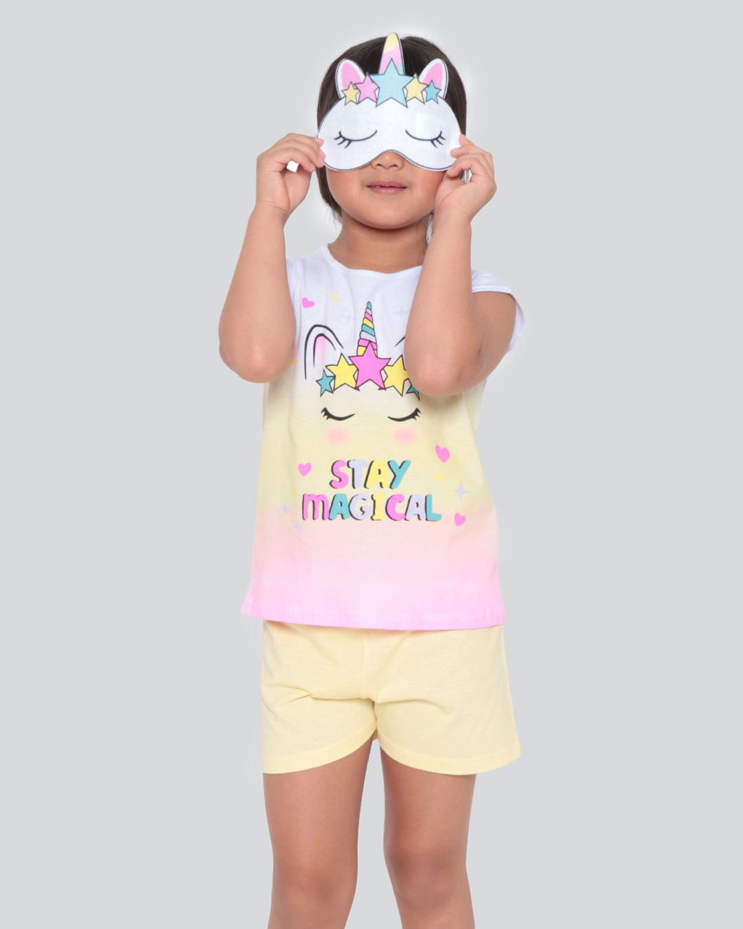 Pijama Infantil Estampa Unicórnio Com Brinde Degradê Branco