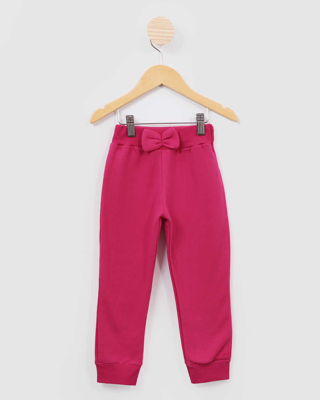 Calça Moletom Bebê Jogger Laço Rosa Médio