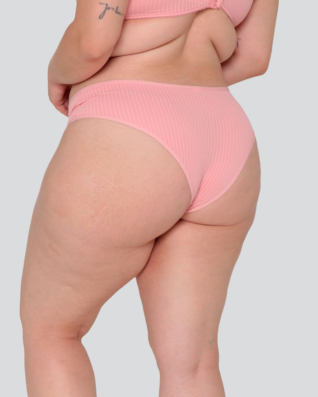 Calcinha Biquíni Plus Size Trançada Folhagem Pink - Bambina