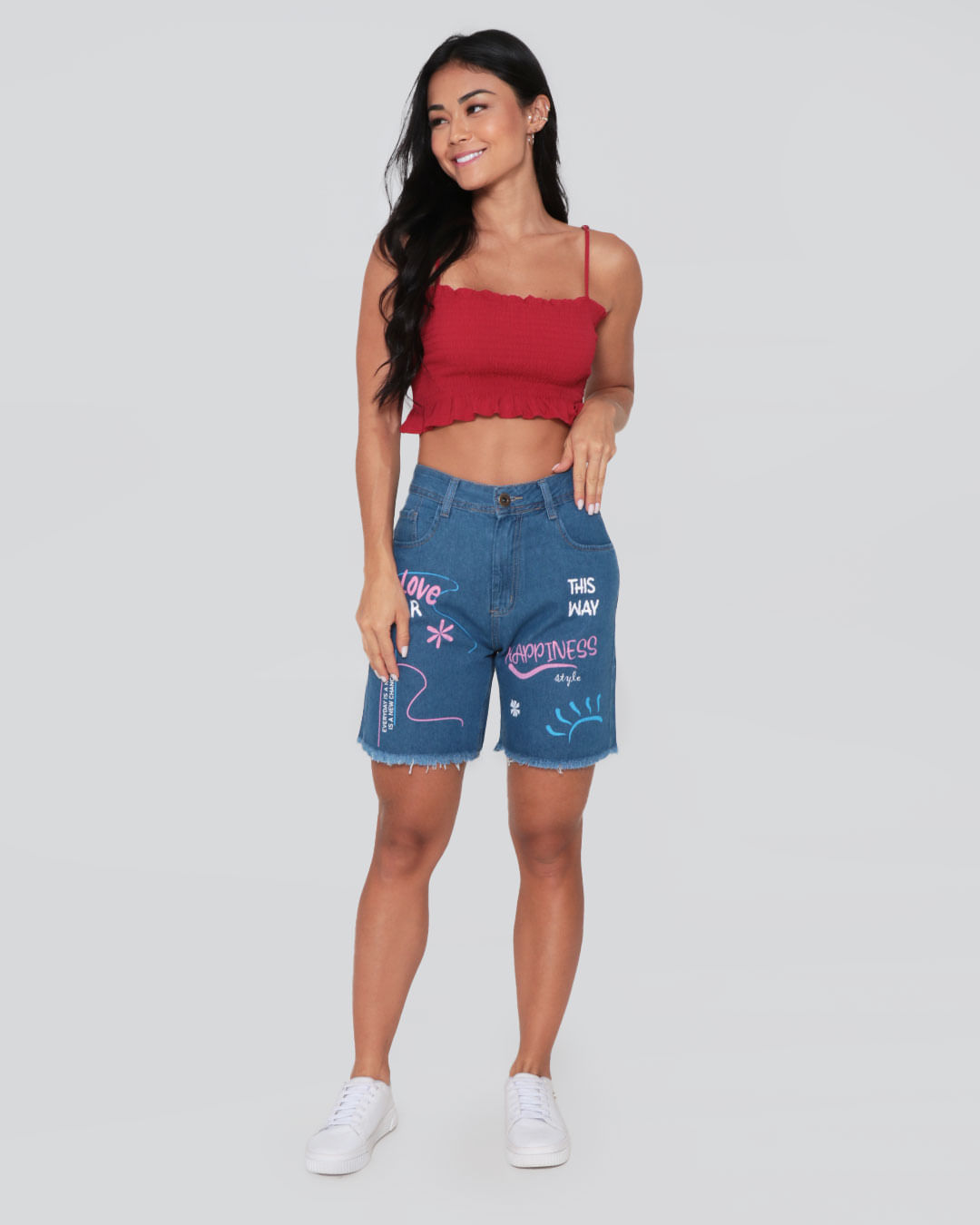 Regata Cropped Feminina Lastex Vermelha