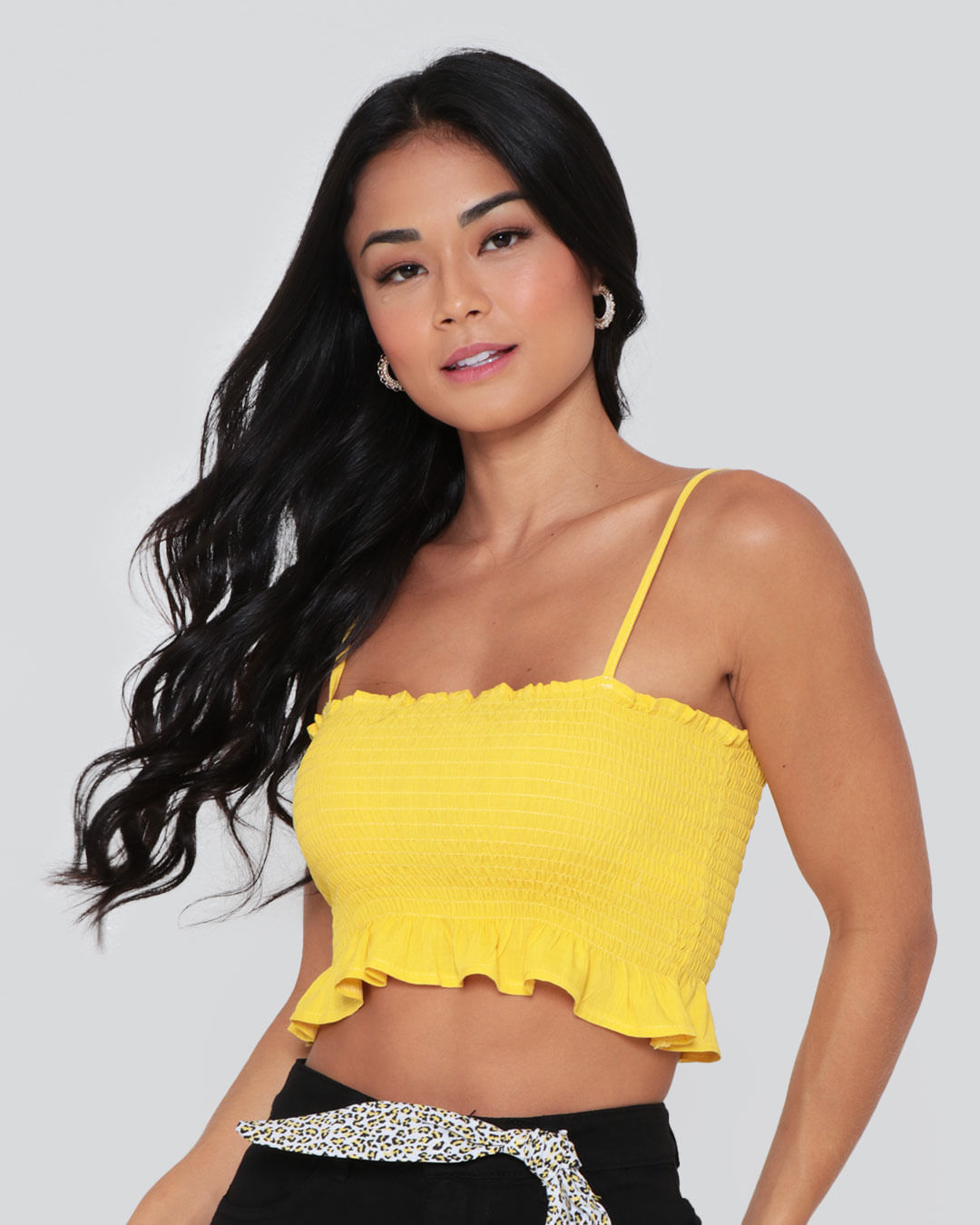 Regata Cropped Feminina Lastex Amarela