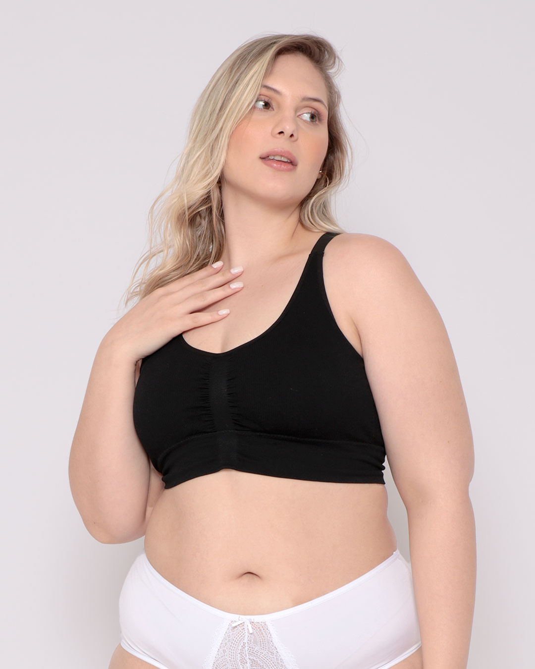 Sutiã Plus Size Feminino Bojo Removível Preto