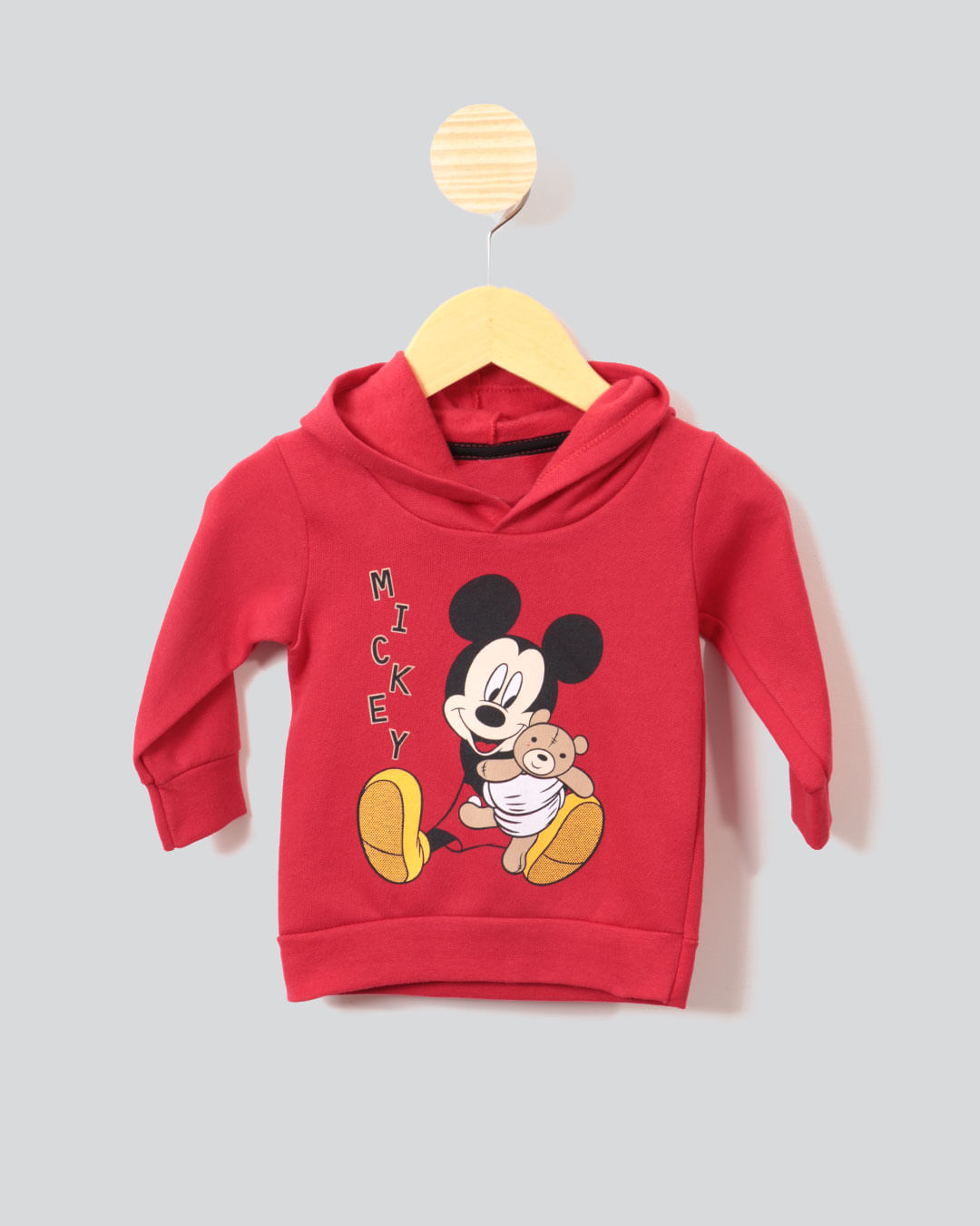 Blusão Bebê Estampa Mickey Mouse Com Capuz Vermelho