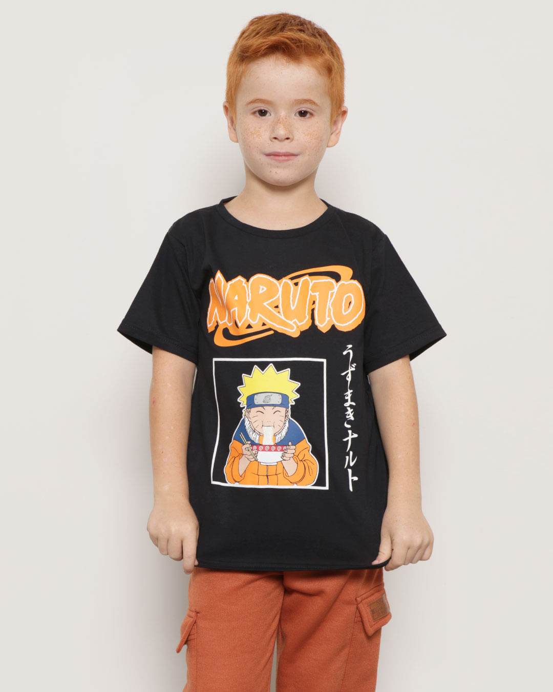 Camiseta Infantil Estampa Naruto Preta