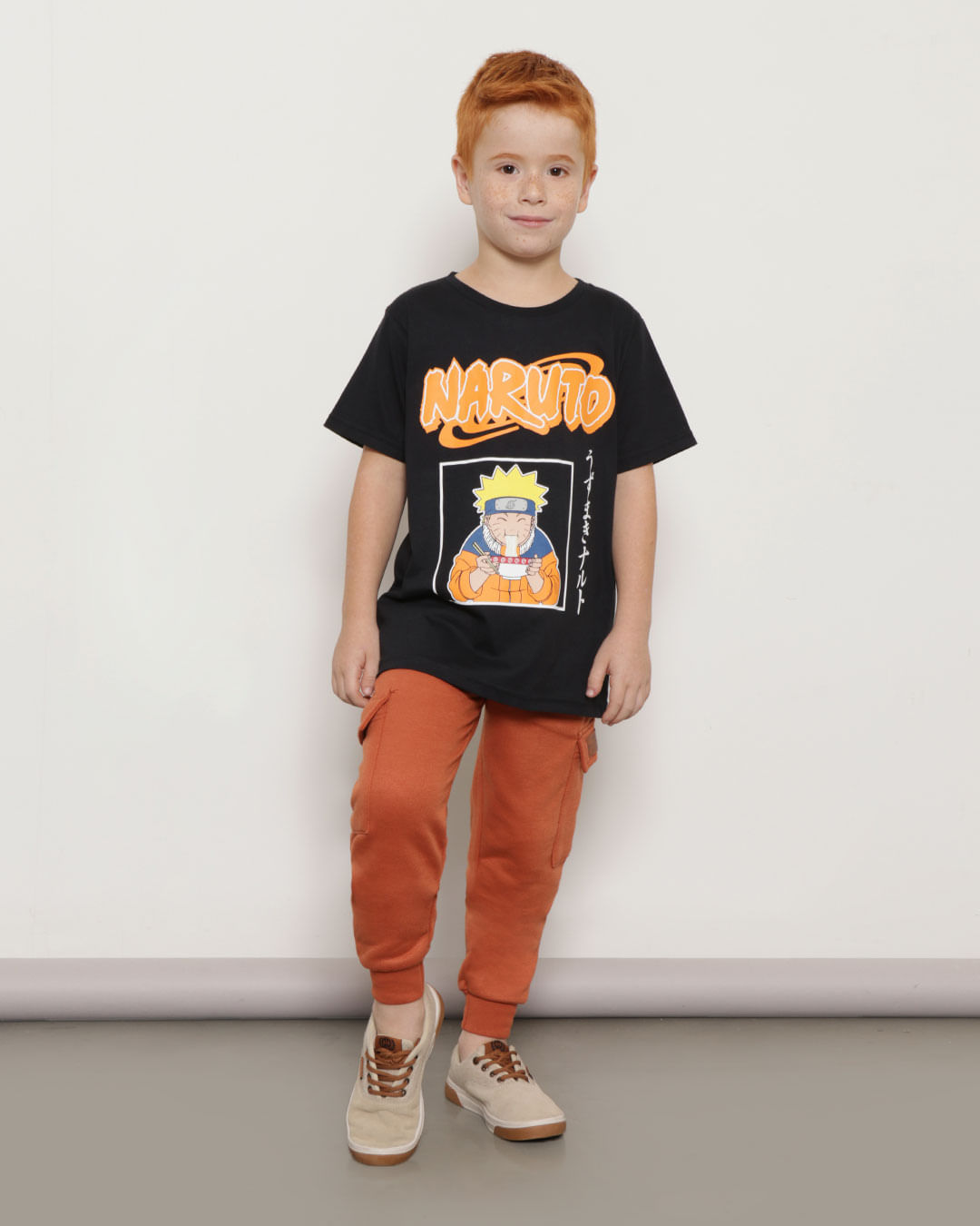 Camiseta Infantil Estampa Naruto Preta