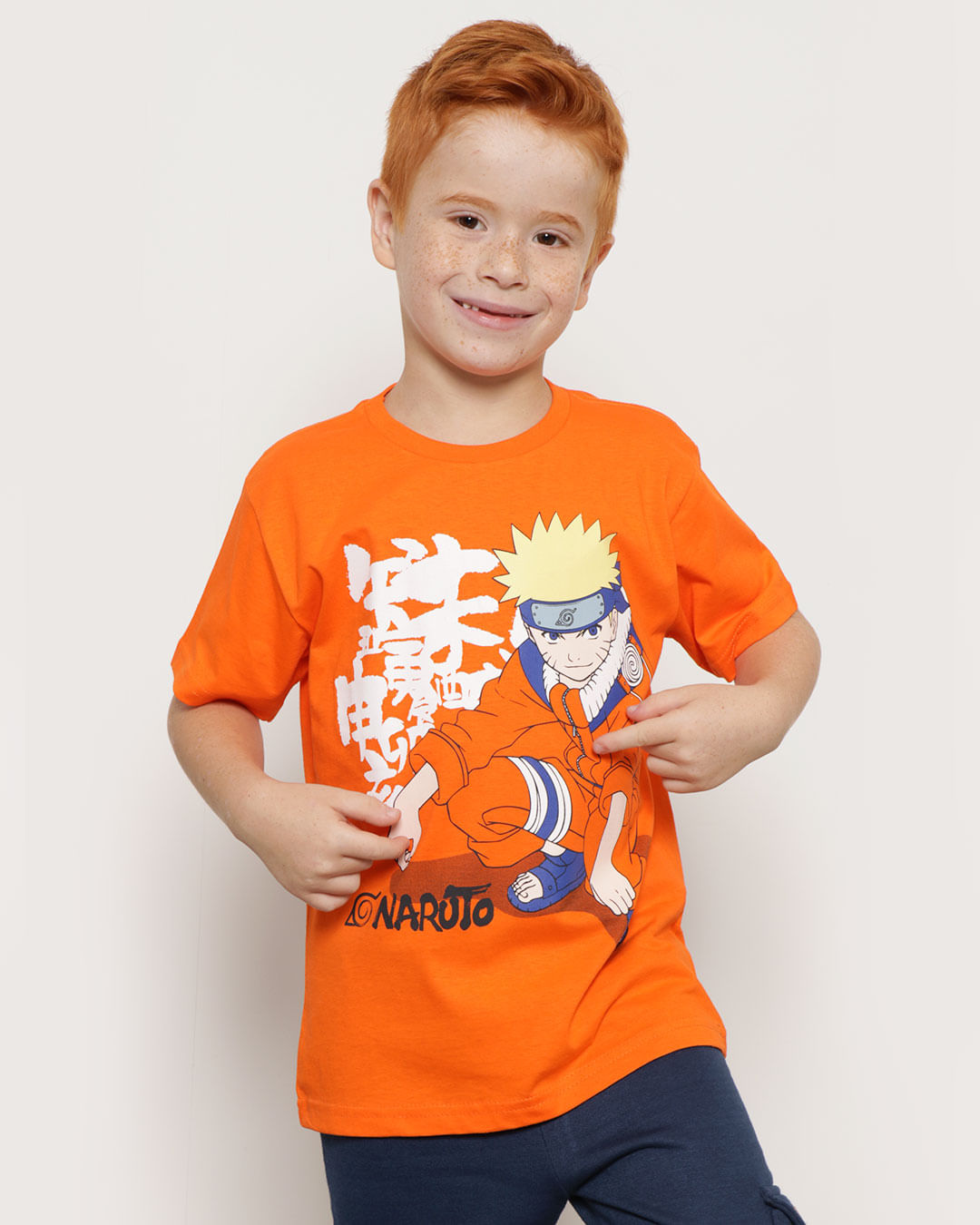 Camiseta Infantil Estampa Naruto Manga Curta Laranja