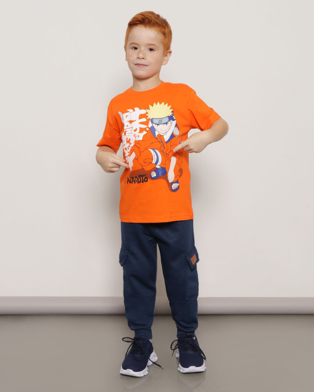 Camiseta Infantil Estampa Naruto Manga Curta Laranja