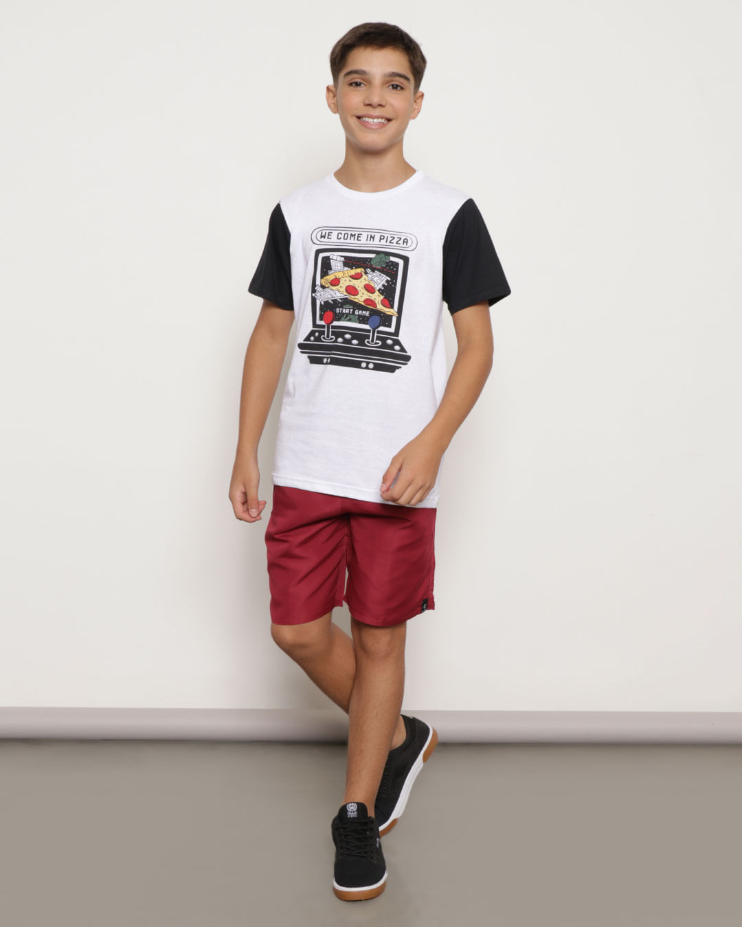 Camiseta Juvenil Game Pizza Branca