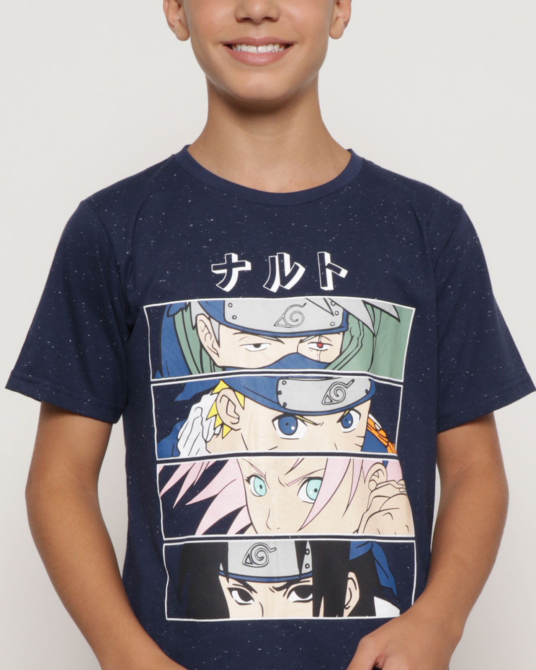 Camiseta Juvenil Botonê Estampa Naruto Marinho