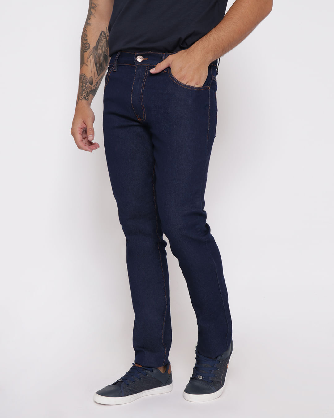 Calça Jeans Masculina Básica Reta Azul