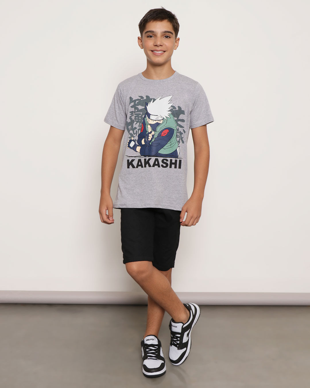 Camiseta Juvenil Naruto Cinza
