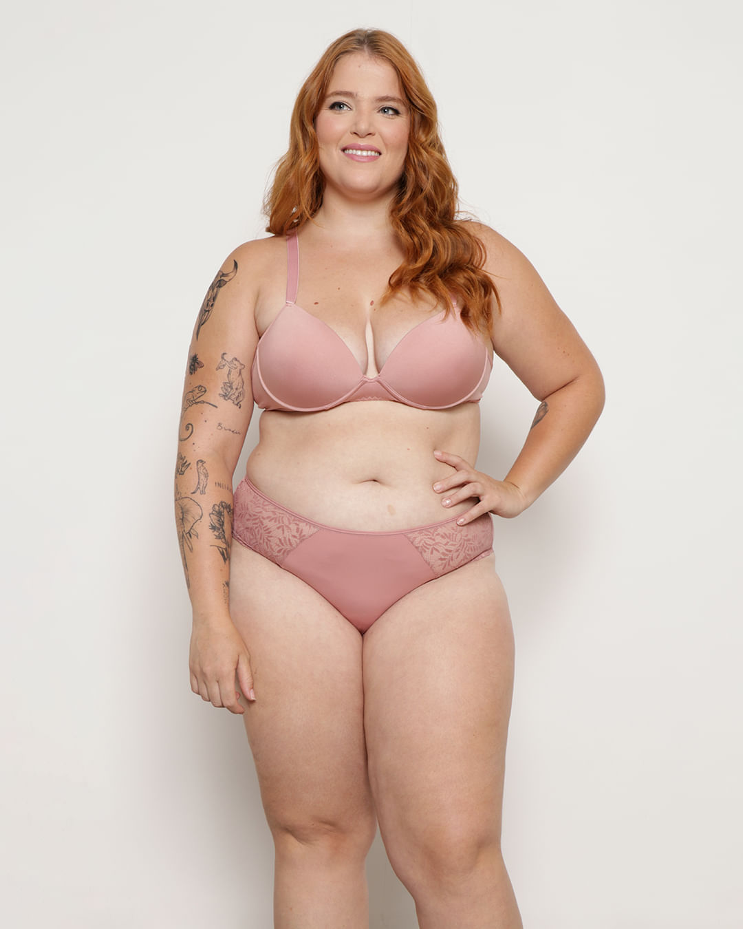 Calcinha Plus Size Feminina Alta Com Renda Rosa