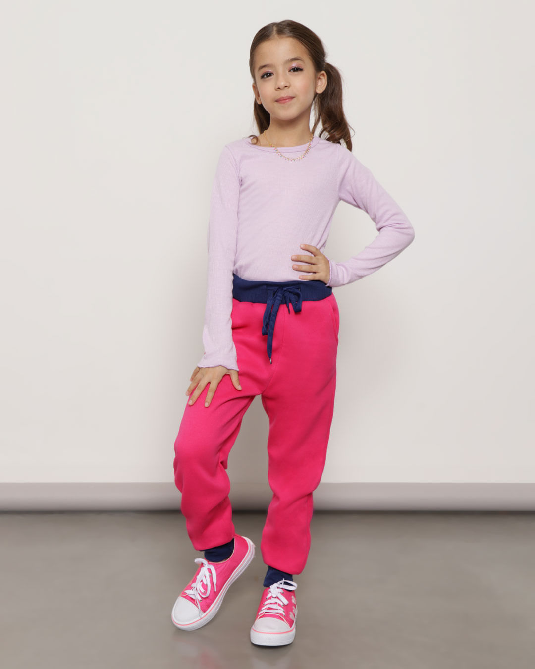 Blusa Infantil Canelada Manga Longa Frufru Lilás