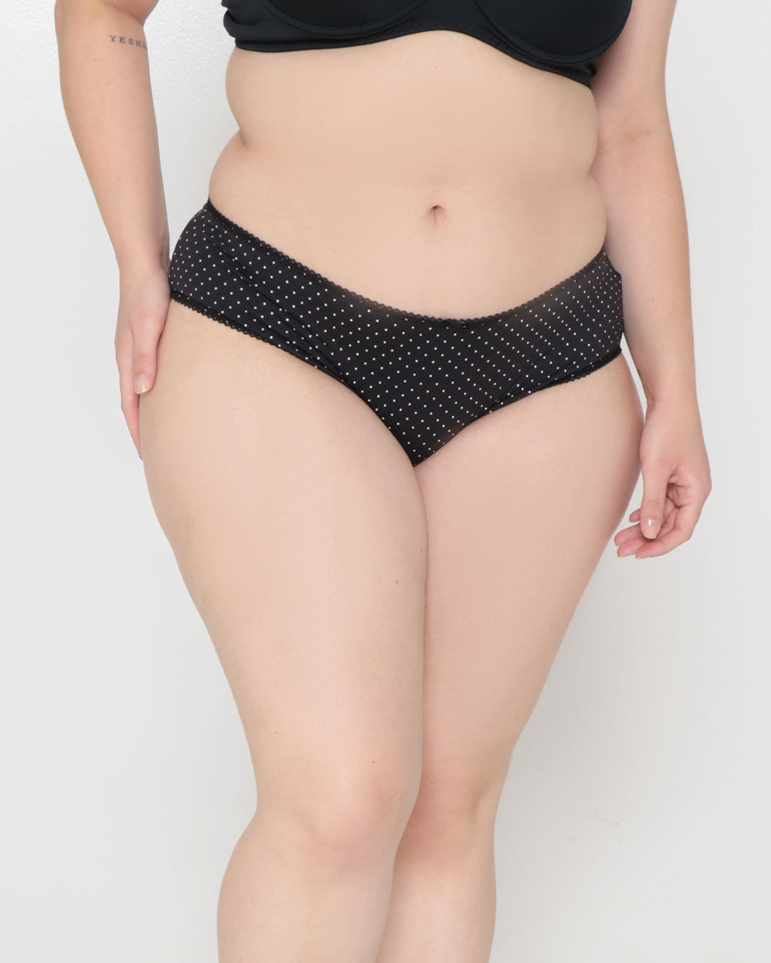 Kit 2 Calcinhas Plus Size Biquíni Poá Preta