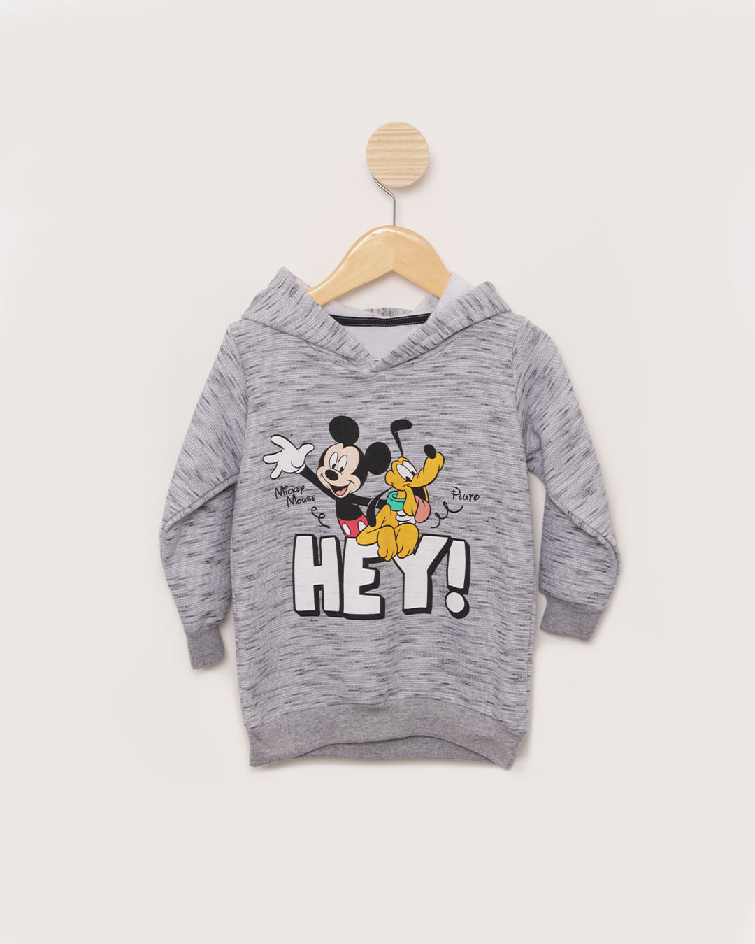 Blusão Moletom Rajado Mickey Mouse Disney Cinza Claro