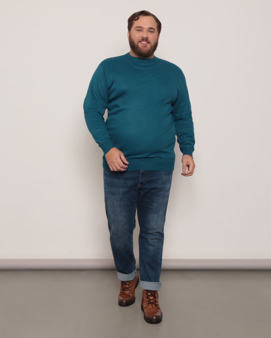 Suéter Plus Size Masculino Tricô Azul