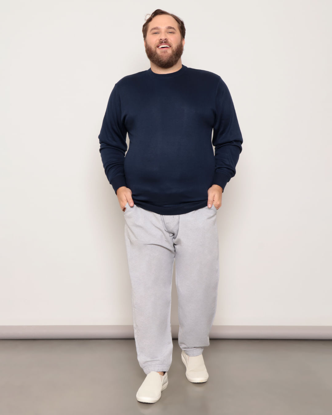 Suéter Plus Size Masculino Tricô Marinho