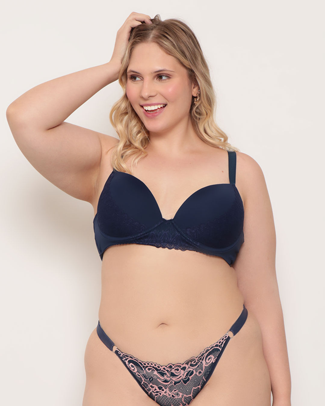 Sutiã Plus Size Feminino Base Com Bojo Marinho