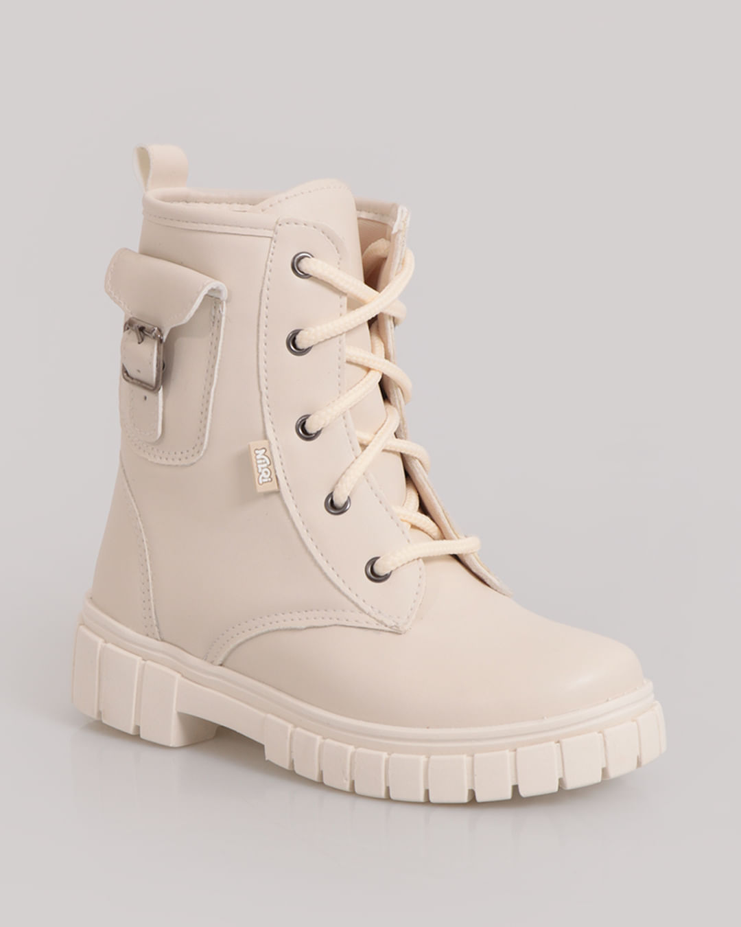 Bota Infantil Coturno Cano Médio Tratorada Off White