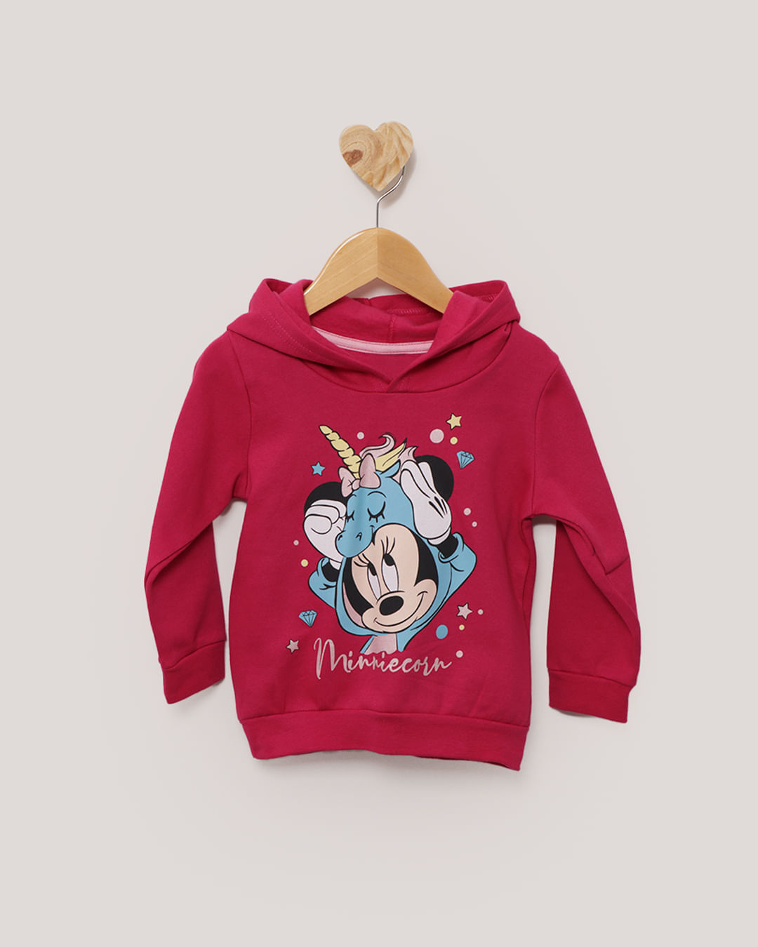 Blusão Bebê Moletom Minnie Mouse Disney Rosa Escuro