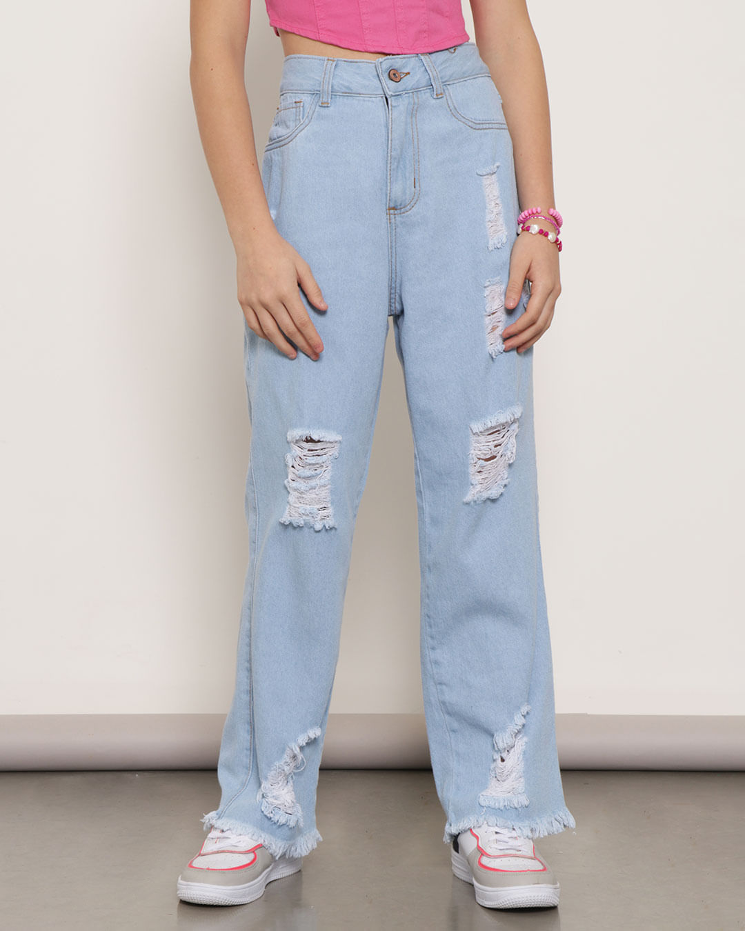 Calça Jeans juvenil Destroyed Azul