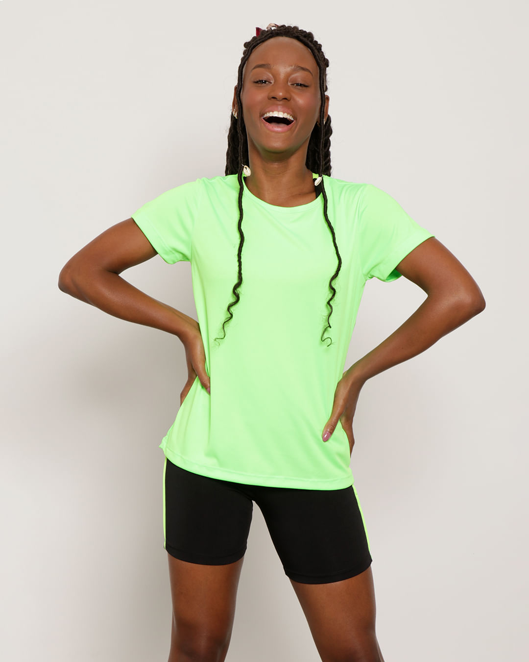 Blusa Feminina Fitness Fitter Manga Curta Verde Neon