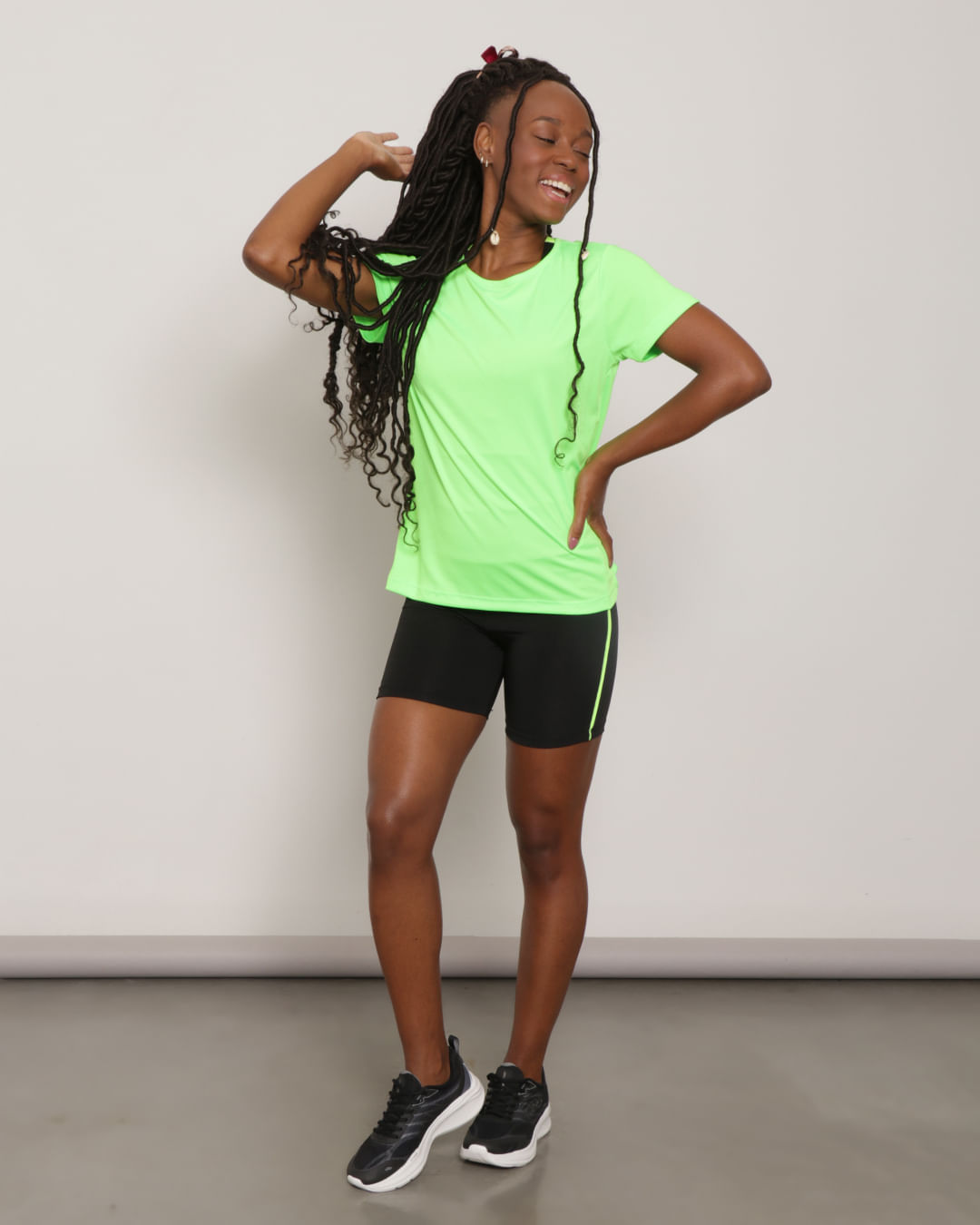 Blusa Feminina Fitness Fitter Manga Curta Verde Neon