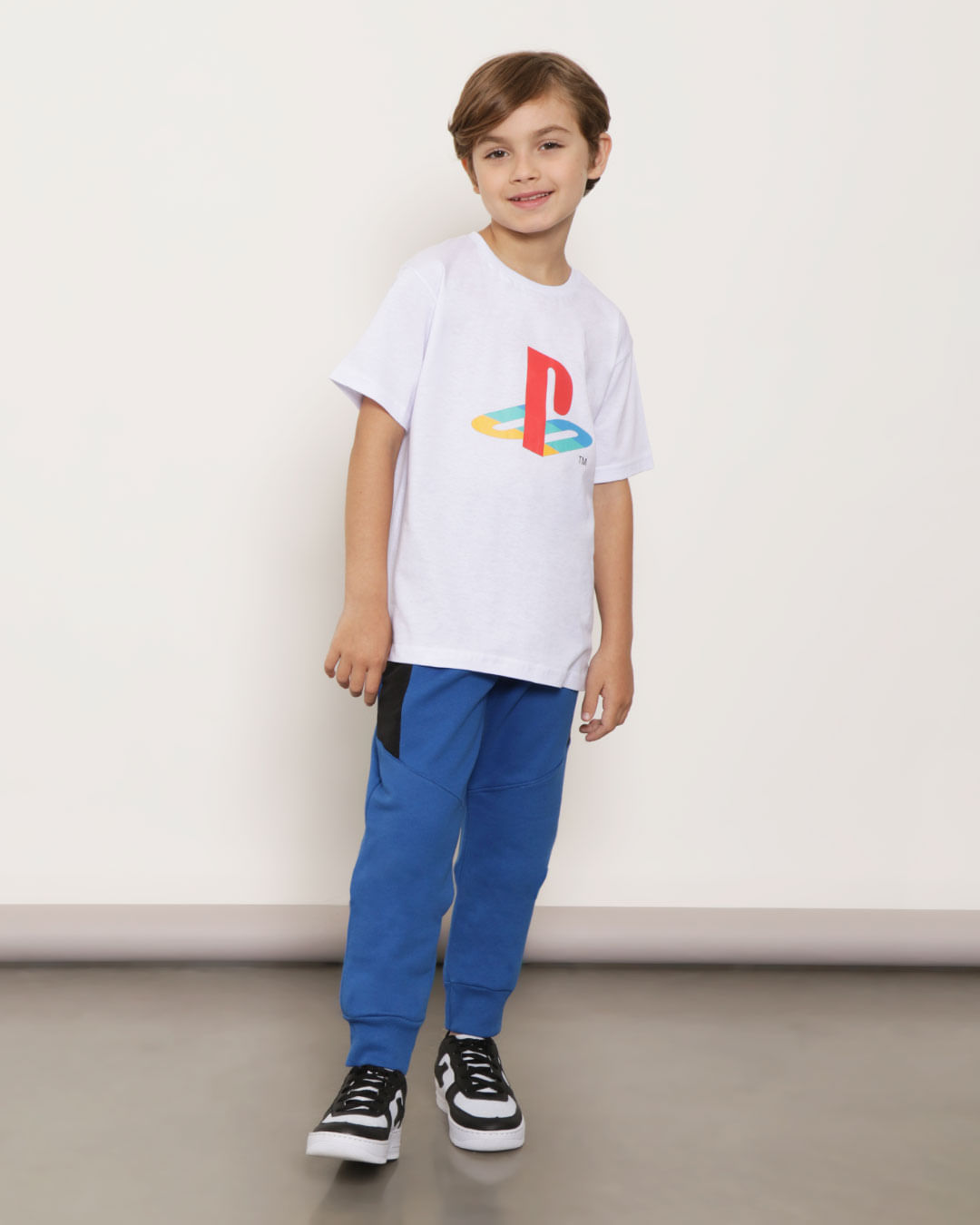 Camiseta Infantil Manga Curta Playstation Branca