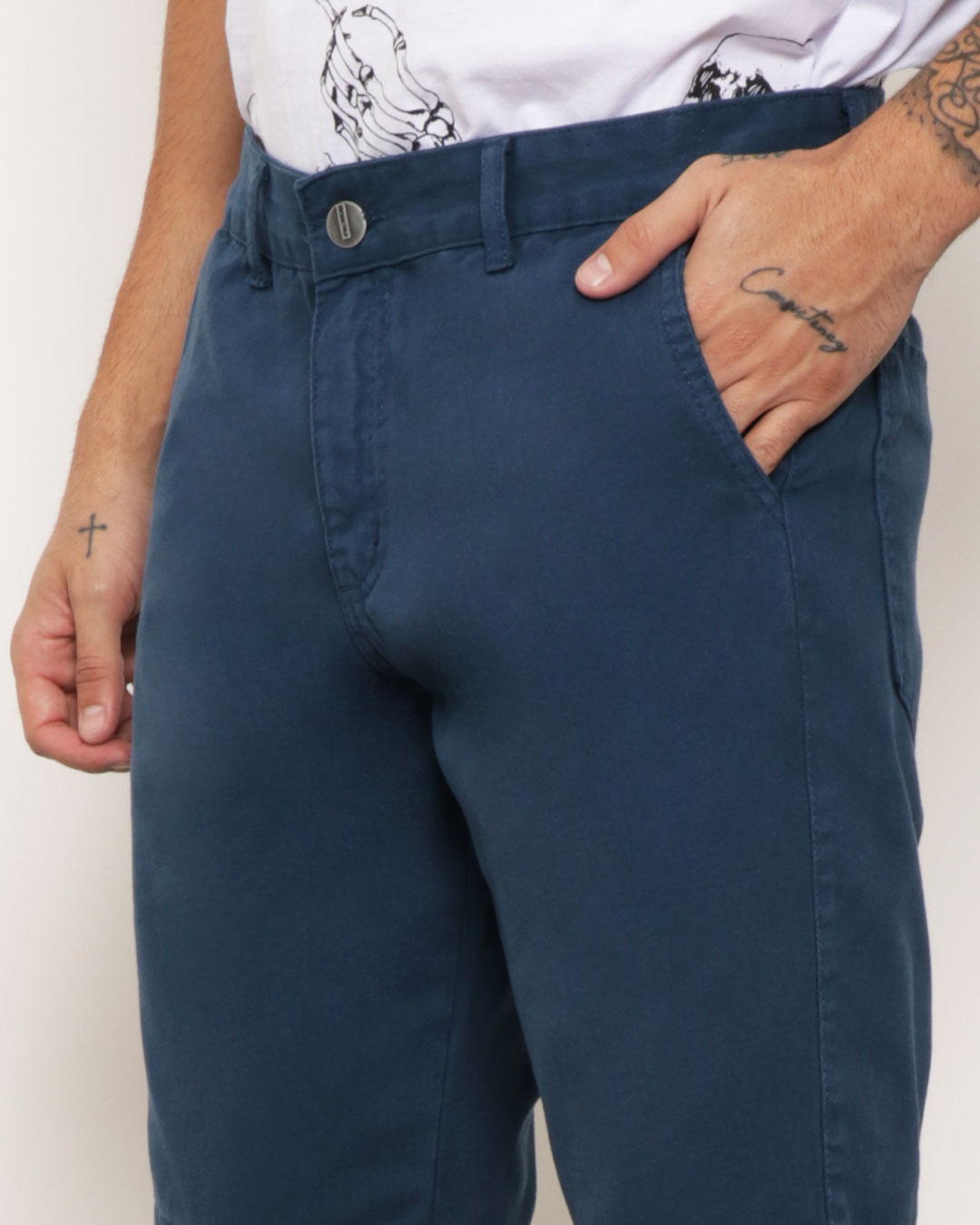 Bermuda Jeans Masculina Azul Médio