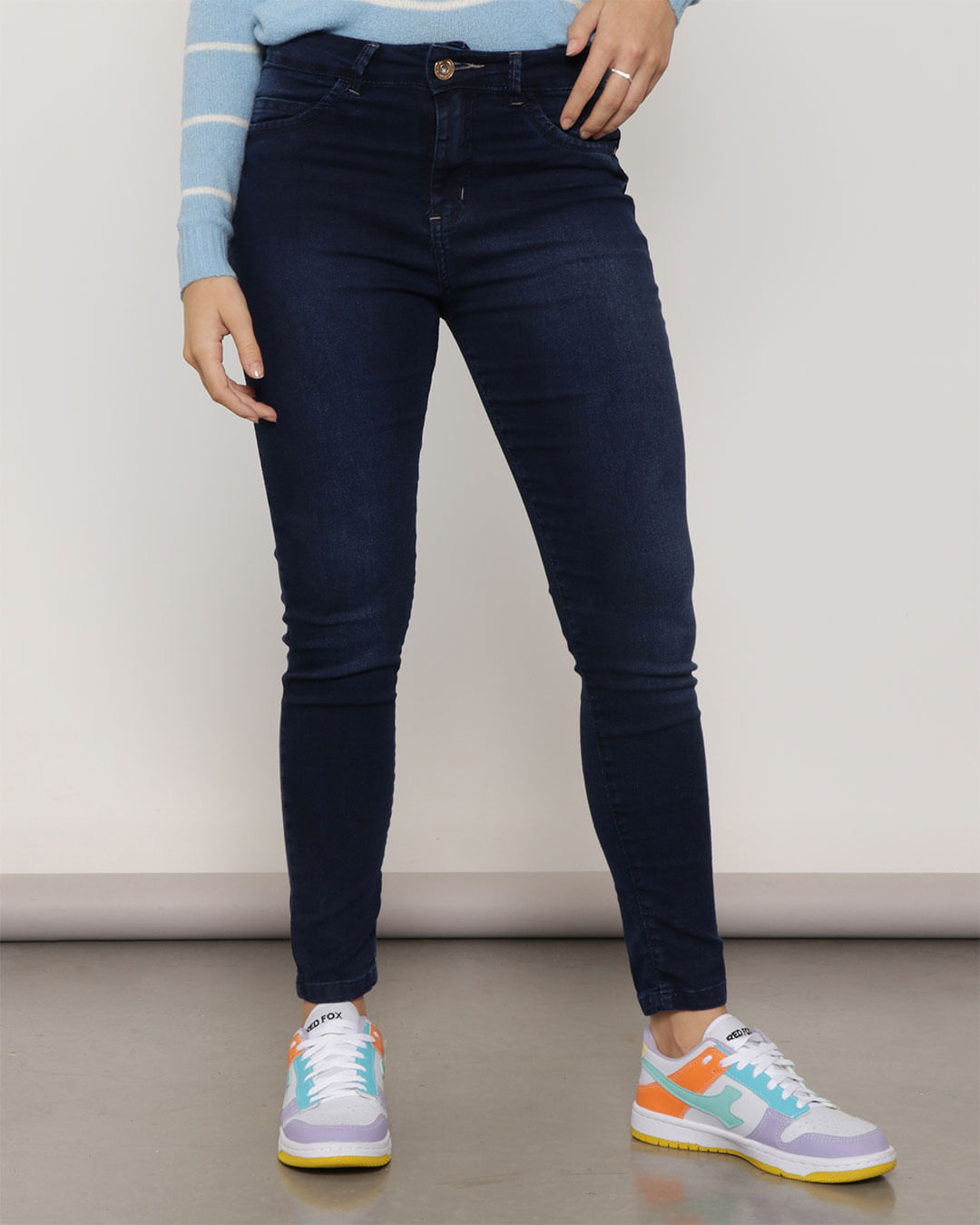 Calça Jeans Feminina Skinny Empina Bumbum Biotipo Azul Escuro