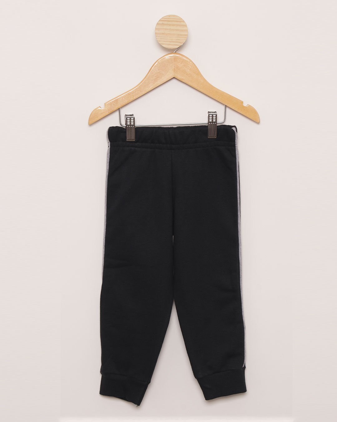 Calça Moletom Bebê Jogger Viés Contrastante Preto