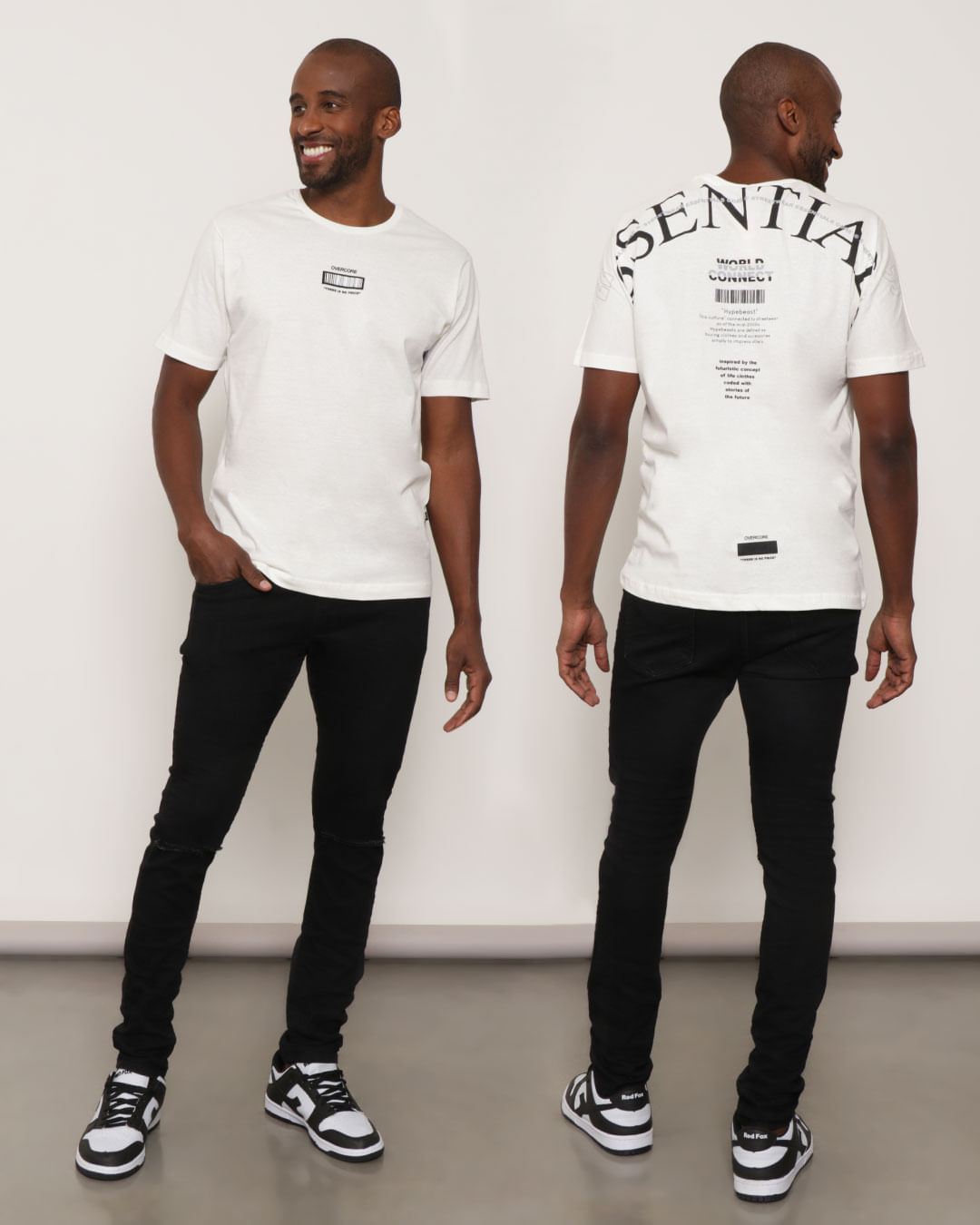 Camiseta Masculina Estampa Nas Costas Essentials Overcore Off White