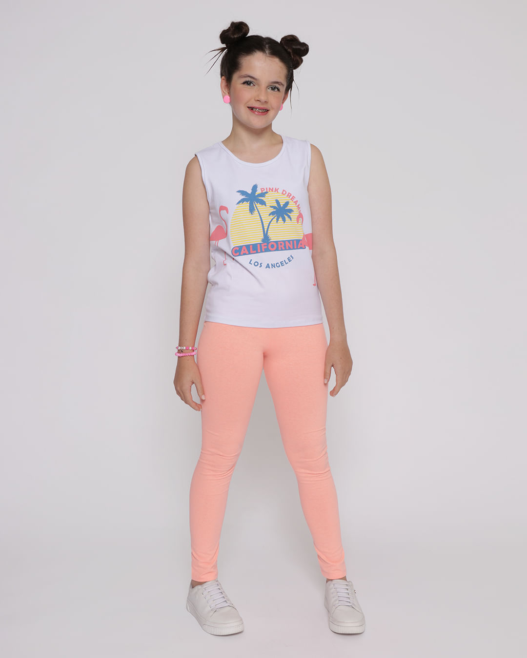 Calça Legging Juvenil Glitter Neon Laranja